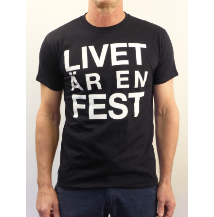Svart t-shirt "Livet är en fest"