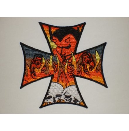 Iron Cross - Devil/Flames/Skull - Tygmrke