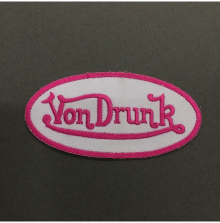 Von Drunk - Vit/Rosa Logo - Tygmrke