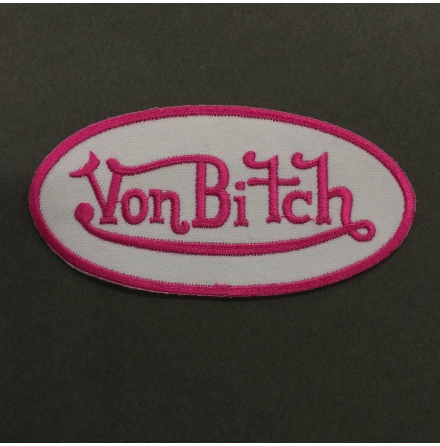 Von Bitch - Vit/Rosa Logo - Tygmärke